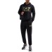 EA7 EMPORIO ARMANI FELPA CON CAPPUCCIO IN COTONE BLACK CON MAXI LOGO LETTERING GOLD