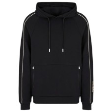 EA7 EMPORIO ARMANI FELPA IN COTONE BLACK CON CAPPUCCIO 