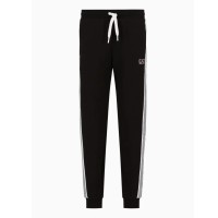 EA7 EMPORIO ARMANI PANTALONE JOGGER BLACK CON LOGO LETTERING WHITE