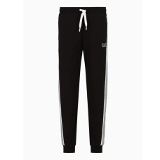 EA7 EMPORIO ARMANI PANTALONE JOGGER BLACK CON LOGO LETTERING WHITE