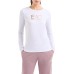 EA7 EMPORIO ARMANI MAGLIA A MANICA LUNGA WHITE IN COTONE STRECH CON LOGO LETTERING STAMPATO
