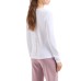 EA7 EMPORIO ARMANI MAGLIA A MANICA LUNGA WHITE IN COTONE STRECH CON LOGO LETTERING STAMPATO