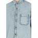 Emporio Armani Camicia COMFORT FIT in jeans Denim blu chiaro con logo EA e Eagle All Over