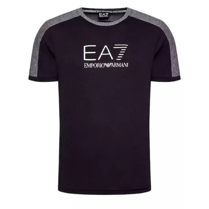 EA7 Emporio Armani T-shirt Nera da Uomo con logo a contrasto nella parte anteriore 