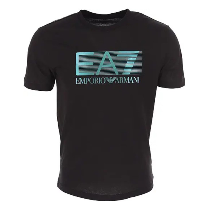 EA7 Emporio Armani T-shirt Nera da Uomo con logo a contrasto