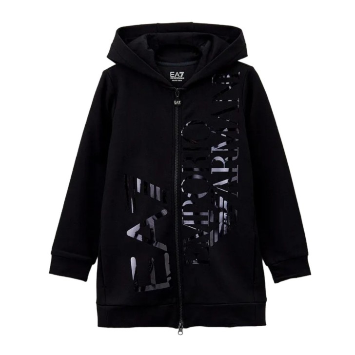 Ea7 Emporio Armani felpa nera da Bimba con zip 