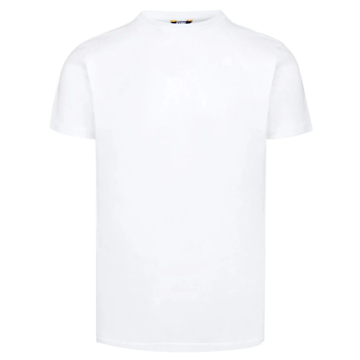 K-Way T-shirt bianca in jersey di cotone con logo applicato nella parte anteriore 