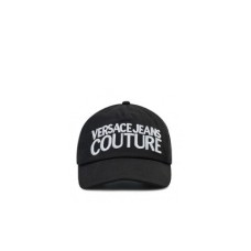 VERSACE JEANS COUTURE CAPPELLO BASEBALL BLACK UNISEX CON LOGO LETTERING RICAMATO WHITE