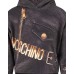 Moschino Felpa in cotone nera con cappuccio maxi logo lettering e stampa