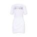 Versace Jeans Couture Abito Bianco da Donna con logo multicolore nella parte anteriore