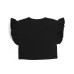 Moschino T-shirt nera a manica corta con ruches e Logo lettering stampato