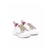 Moschino Sneakers in pelle bianca con Patch Moschino Teddy Bear in strass nella parte anteriore e inserto posteriore rosa laminato