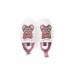 Moschino Sneakers in pelle bianca con Patch Moschino Teddy Bear in strass nella parte anteriore e inserto posteriore rosa laminato