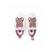 Moschino Sneakers in pelle bianca con Patch Moschino Teddy Bear in strass nella parte anteriore e inserto posteriore rosa laminato