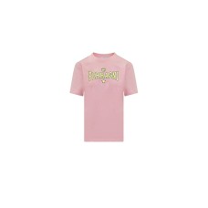 Chiara Ferragni  T-shirt regular fit rosa in cotone a manica corta con logo FERRAGNI giallo fluo stampato 