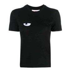 Chiara Ferragni T-shirt slim black in jersey di cotone a manica corta con logo Eyestar	