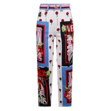 Versace Jeans Couture Pantaloni da Donna con stampa roses all over