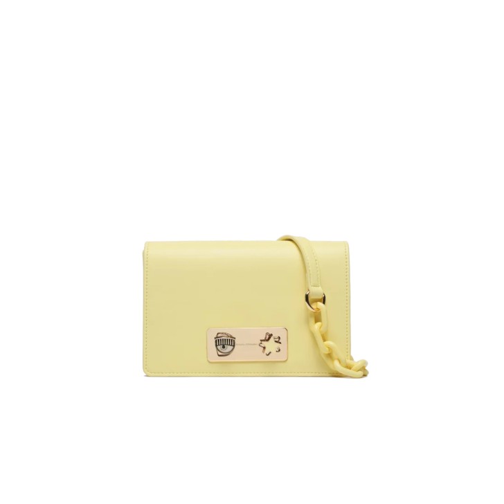 CHIARA FERRAGNI BORSA GIALLA A TRACOLLA CON LOGO EYESTAR 