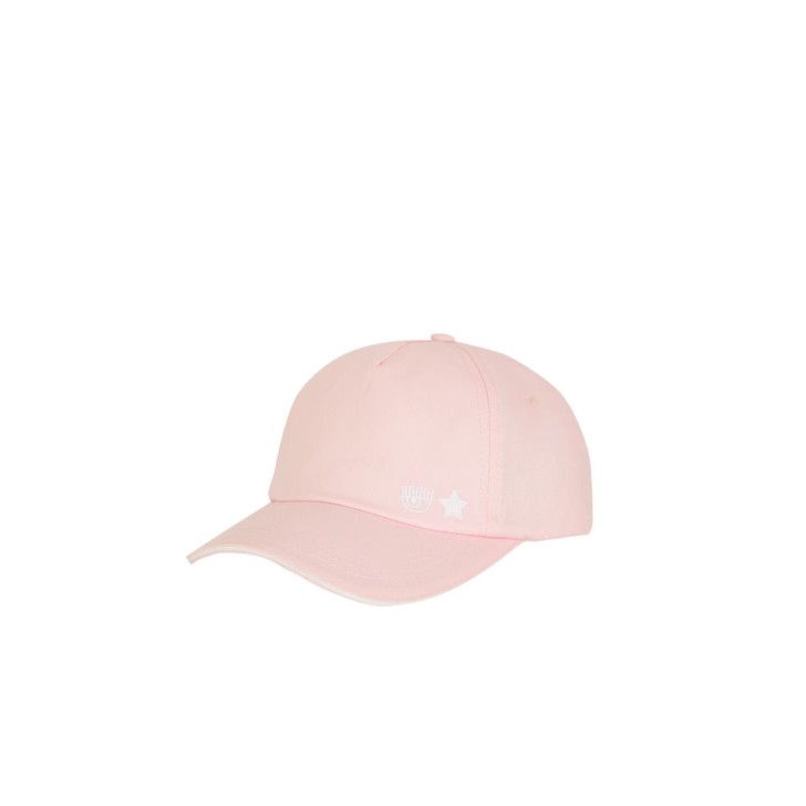 CHIARA FERRAGNI CAPPELLO BASEBALL PINK CON LOGO EYE STAR RICAMATO WHITE