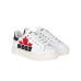 DSQUARED2 HALF LEAF LOGO PRINT BOXER SNEAKERS LACE UP - Colore: WHITE/BLACK