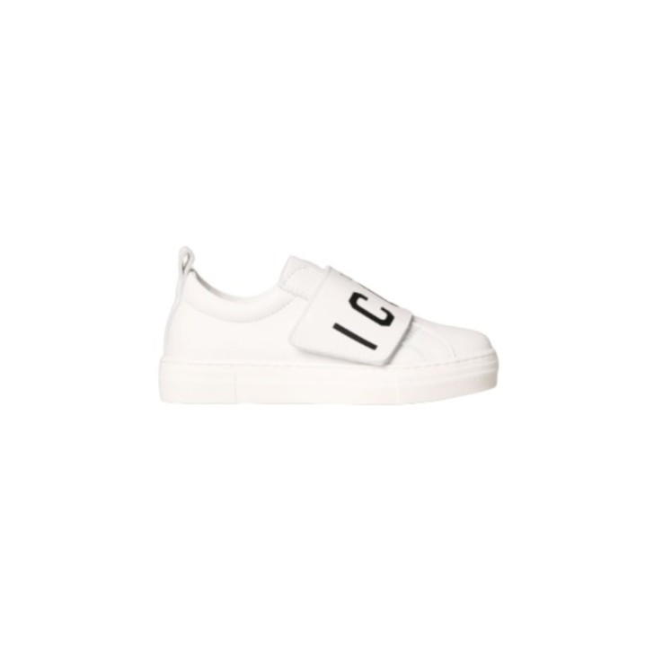 DSQUARED2 ICON LOGO PRINT BOXER SNEAKERS STRAP - Colore: WHITE/BLACK