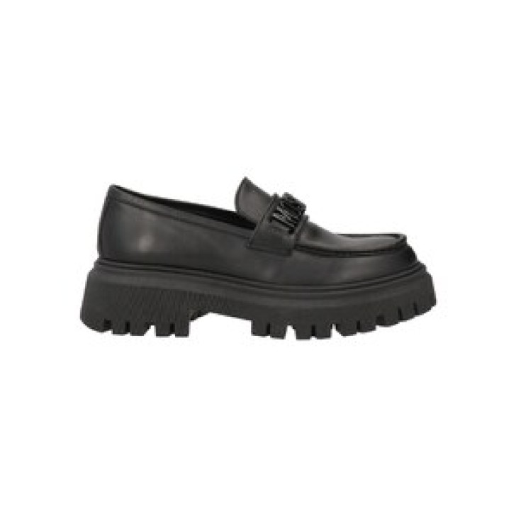 MOSCHINO LOGO LETTERING LOAFERS WITH CHUNKY SOLE BLACK
