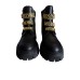 MOSCHINO TRIPLE LETTERING LOGO ANKLE BOOTS STRAP BLACK/GOLD