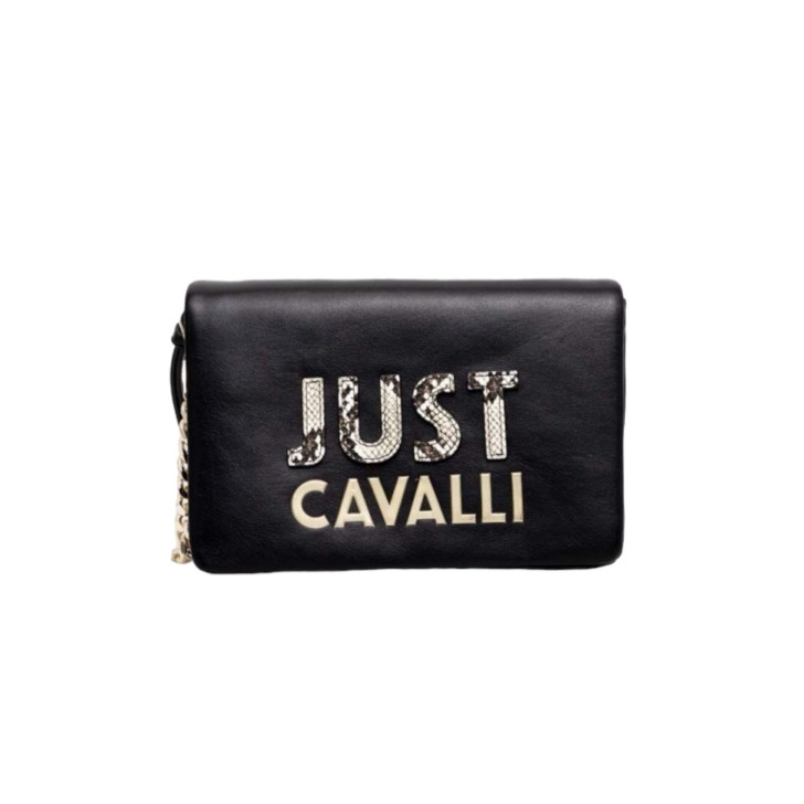 Just Cavalli Borsa a spalla Nera con tracolla estraibile e logo lettering 