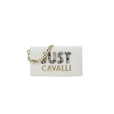 Just Cavalli Borsa Bianca con tracolla in catena estraibile e logo lettering