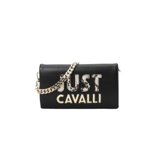 Just Cavalli Borsa Nera con tracolla in catena estraibile e logo lettering