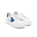 DSQUARED2 SNEAKER IN LEATHER WHITE CON PATCH BLUETTE E LOGO LETTERING BLACK LATERALE