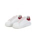 Emporio Armani Sneakers in Pelle Bianca con parte posteriore in gomma rossa e logo Aquila