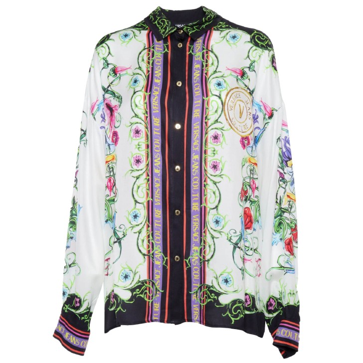 Versace Jeans Couture Camicia Multicolor da Donna con logo Garden V Emblem