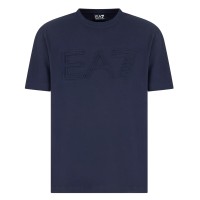 EA7 EMPORIO ARMANI T-SHIRT A MANICA CORTA REGULAR FIT BLUE IN JERSEY DI COTONE ORGANICO E MAXI LOGO SERIES