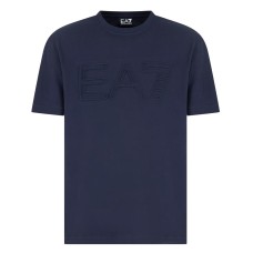EA7 EMPORIO ARMANI T-SHIRT A MANICA CORTA REGULAR FIT BLUE IN JERSEY DI COTONE ORGANICO E MAXI LOGO SERIES