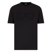 EA7 EMPORIO ARMANI T-SHIRT A MANICA CORTA REGULAR FIT BLACK IN JERSEY DI COTONE ORGANICO E MAXI LOGO SERIES	