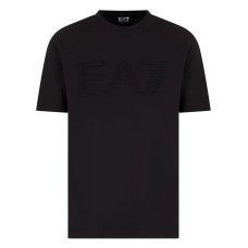 EA7 EMPORIO ARMANI T-SHIRT A MANICA CORTA REGULAR FIT BLACK IN JERSEY DI COTONE ORGANICO E MAXI LOGO SERIES	
