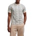 EA7 EMPORIO ARMANI T-SHIRT A MANICA CORTA IN JERSEY DI COTONE REGULAR FIT BEIGE CON STAMPA MONOGRAM LOGO LETTERING ALL OVER	
