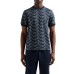EA7 EMPORIO ARMANI T-SHIRT A MANICA CORTA IN JERSEY DI COTONE REGULAR FIT BLUE CON STAMPA MONOGRAM LOGO LETTERING ALL OVER