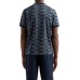 EA7 EMPORIO ARMANI T-SHIRT A MANICA CORTA IN JERSEY DI COTONE REGULAR FIT BLUE CON STAMPA MONOGRAM LOGO LETTERING ALL OVER
