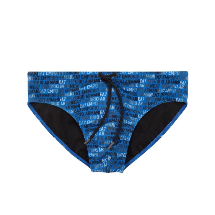 EA7 EMPORIO ARMANI SLIP DA MARE BLU DA UOMO CON STAMPA MONOGRAM 