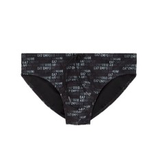 EA7 EMPORIO ARMANI SLIP DA MARE NERO DA UOMO CON STAMPA MONOGRAM 