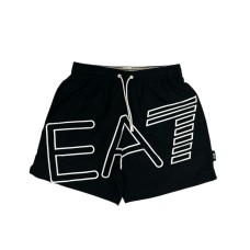 EA7 EMPORIO ARMANI BOXER DA MARE NERO DA UOMO CON LOGO RICAMATO 