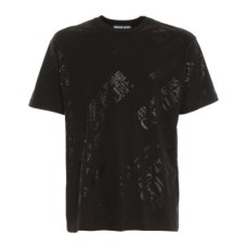 Versace Jeans Couture T-shirt Nera da Uomo interamente logata tono su tono