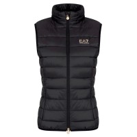 EA7 EMPORIO ARMANI GILET CORE LADY BLACK IMBOTTITO IN MISTO NYLON RICICLATO