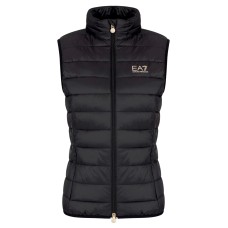 EA7 EMPORIO ARMANI GILET CORE LADY BLACK IMBOTTITO IN MISTO NYLON RICICLATO