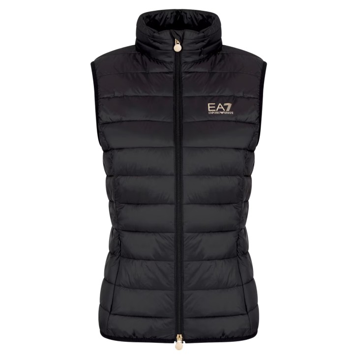 EA7 EMPORIO ARMANI GILET CORE LADY BLACK IMBOTTITO IN MISTO NYLON RICICLATO