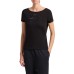 EA7 EMPORIO ARMANI T-SHIRT SCOLLO A BARCHETTA A MANICA CORTA BLACK IN COTONE STRETH CON LOGO SERIES RICAMATO 