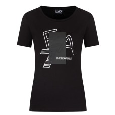 EA7 EMPORIO ARMANI T-SHIRT GIROCOLLO A MANICA CORTA BLACK IN COTONE STRETCH LOGO SERIES