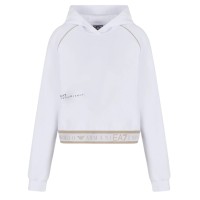 EA7 EMPORIO ARMANI FELPA WHITE CON CAPPUCCIO DYNAMIC ATHLETE IN TESSUTO TECNICO NATURAL VENTUS7	